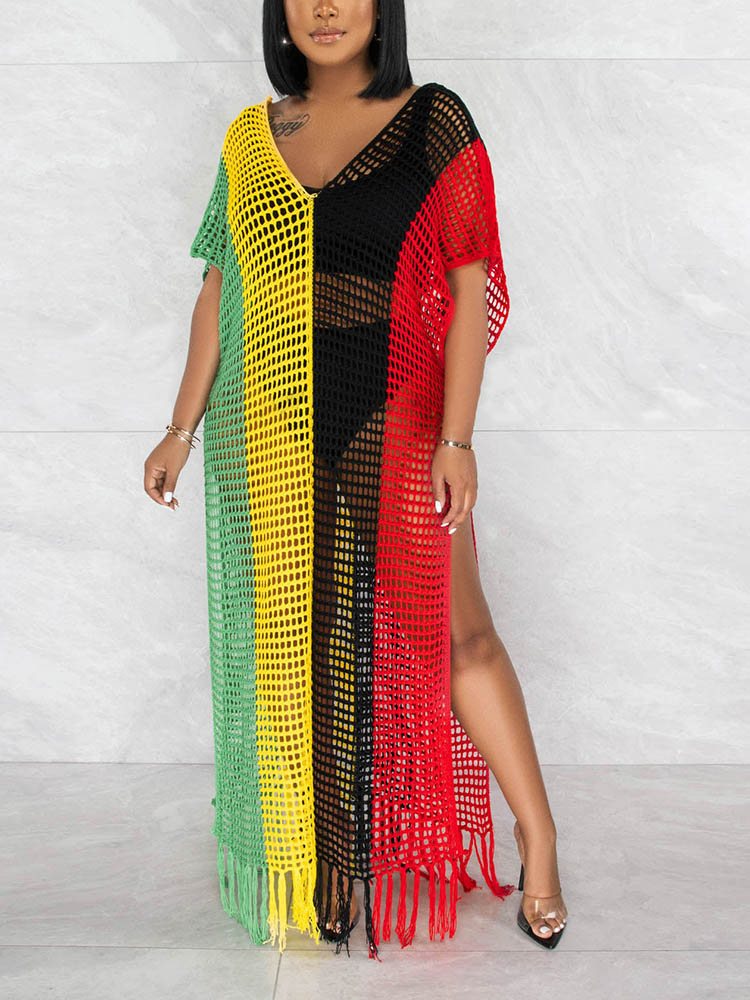Color Block Crochet Cover Up