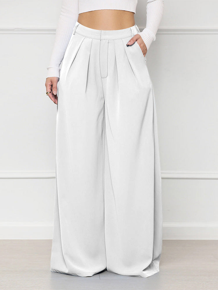 High Waist Pocket Wide Pants