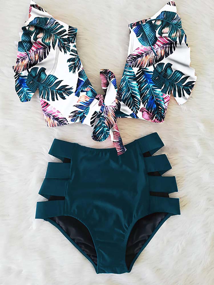 Floral Ruffle Bikini Set