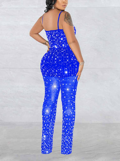 Women's Rhinestone Mesh Jumpsuit