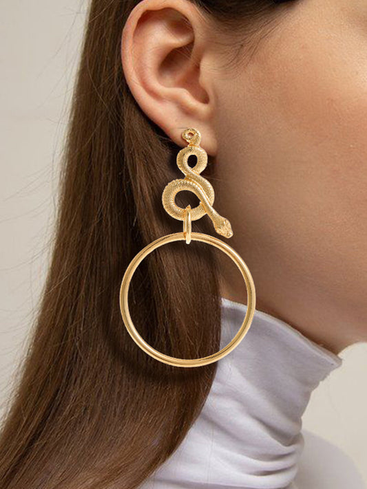 Women's Snake Decor Round Earrings