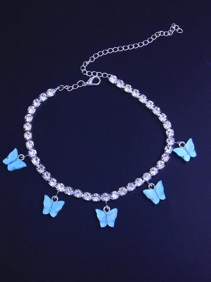 Women's Butterfly Rhinestone Anklet