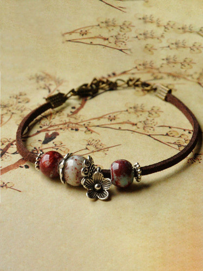 Women's ceramic bead bracelet braided bracelet