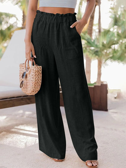 Women's Casual Ruffled Wide Leg Pants