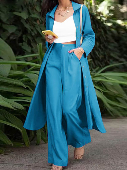 Women Suits Matching Sets Solid Loose Pant Sets Casual