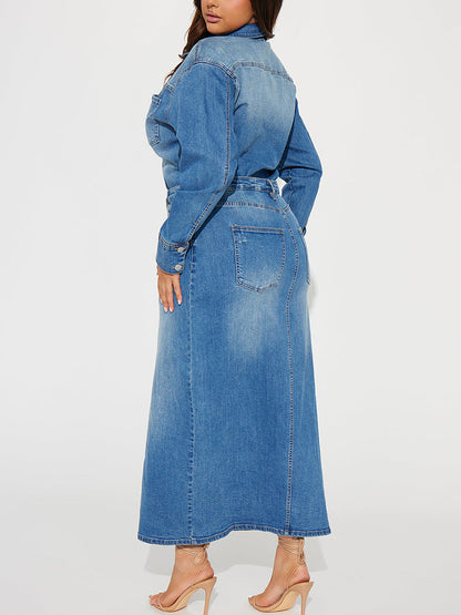 Denim Slit Maxi Dress