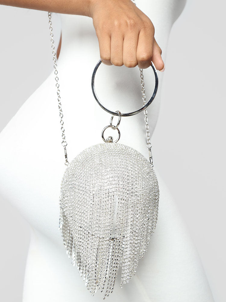 Women's Rhinestone Tassel Evening Clutch