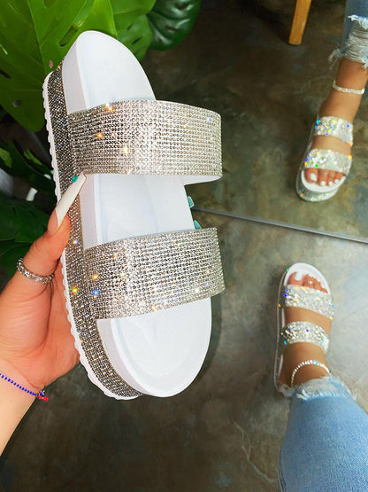 Rhinestone Double Strap Sandals