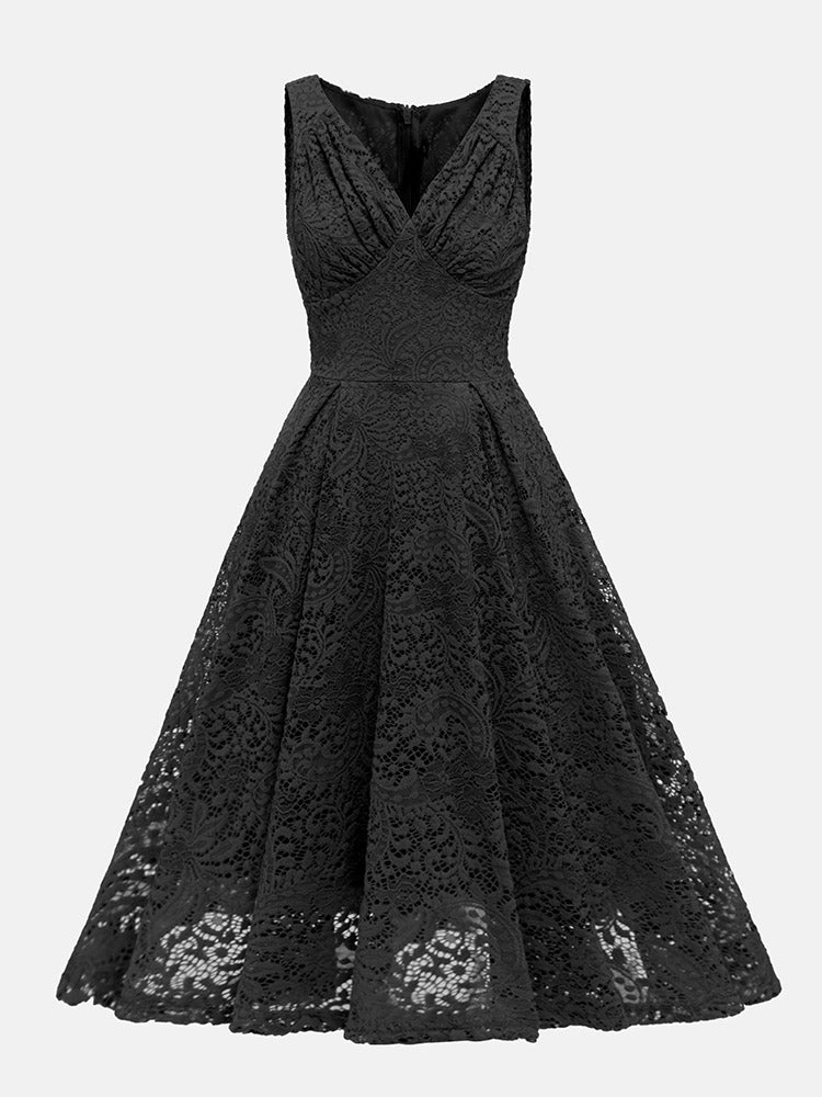 Women's Sleeveless Lace Midi Dress