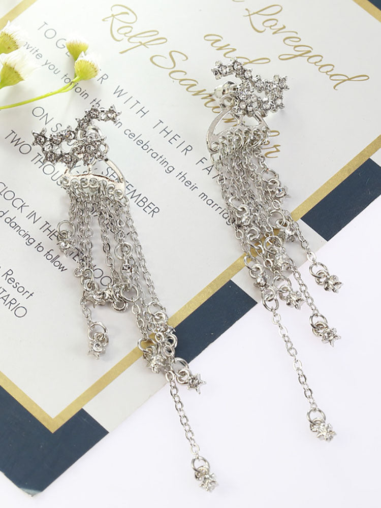 Women's Tassels Star Rhinestones Earrings