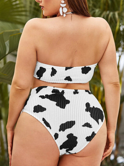 Cow Print Halter Bikini Swimsuit