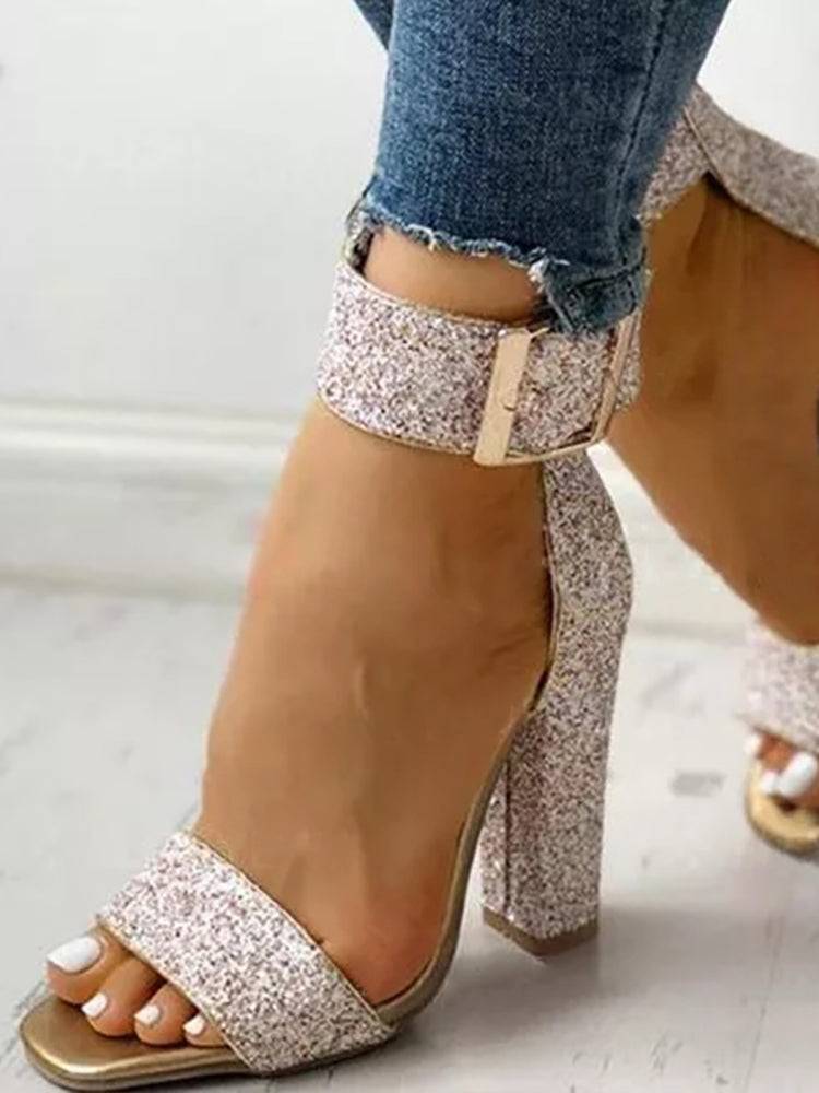 Thick Heel Ankle Strap Sandals
