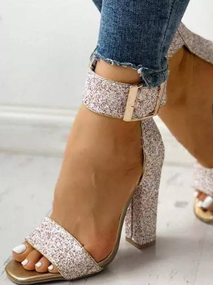 Thick Heel Ankle Strap Sandals
