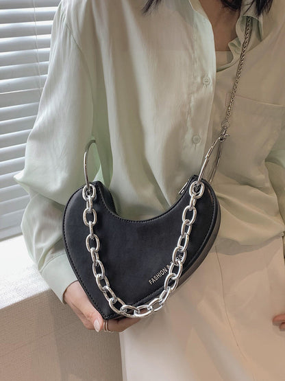 Women's PU Chain Heart Shoulder Bag