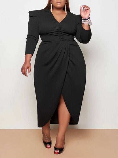 Women's Ruched Front Split Dress