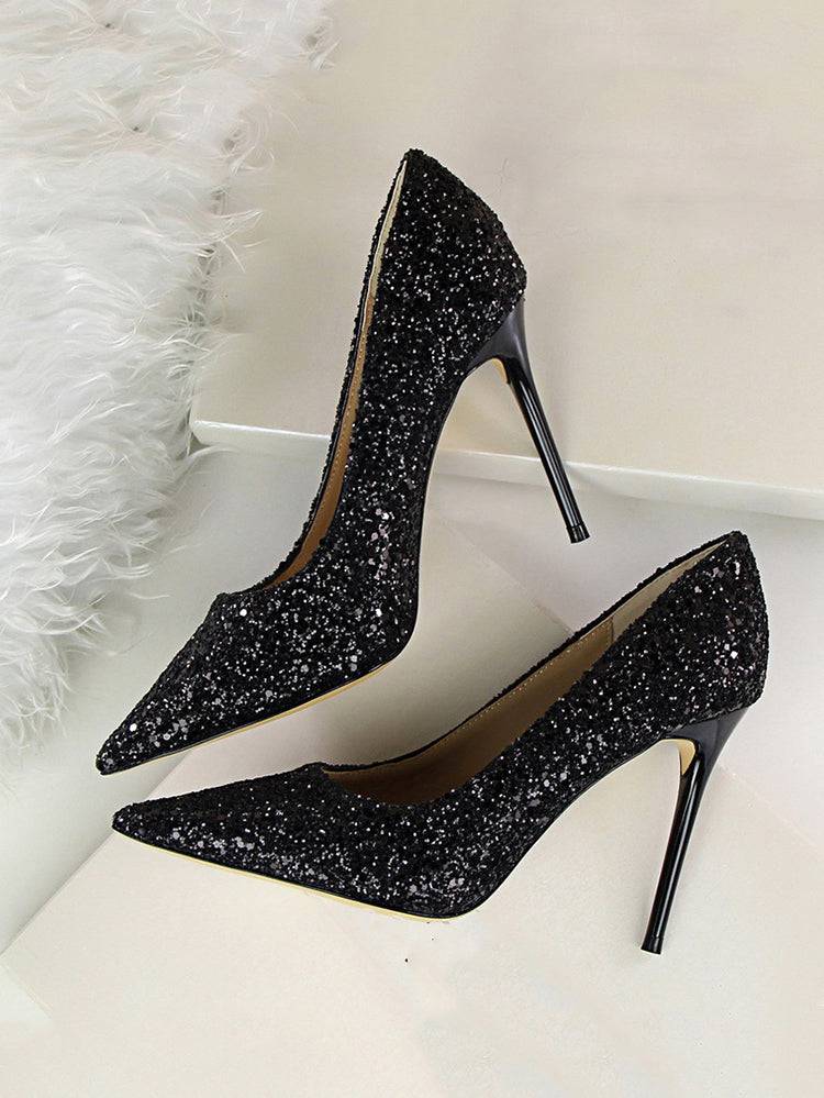 Sequin Pointed Toe High Heels Pumps