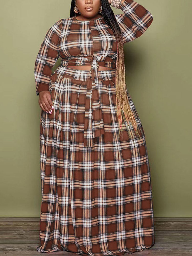 Plaid Print Skirt Set