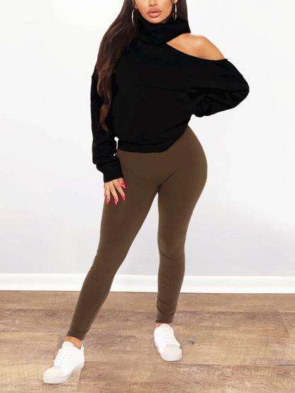 Pullover Ribbed Turtleneck Sweatshirt