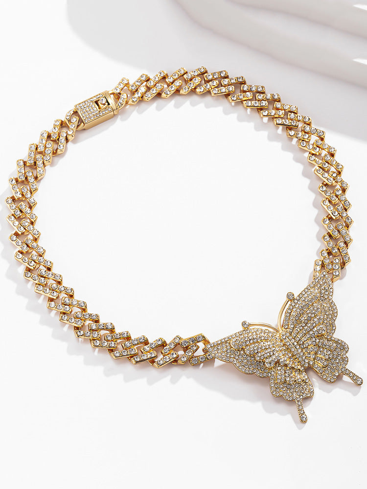 Women's Butterfly Rhinestone Necklace