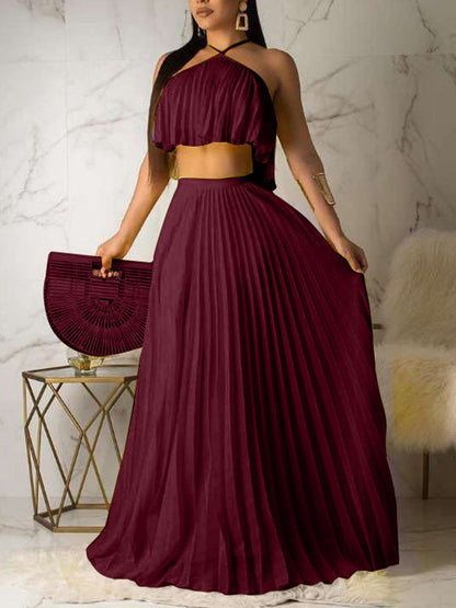 Chiffon Pleated Skirt Set