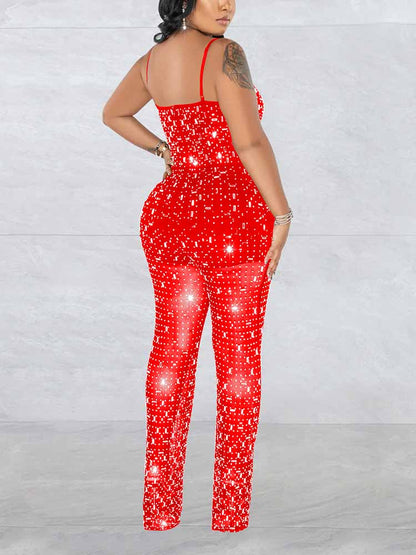 Women's Rhinestone Mesh Jumpsuit