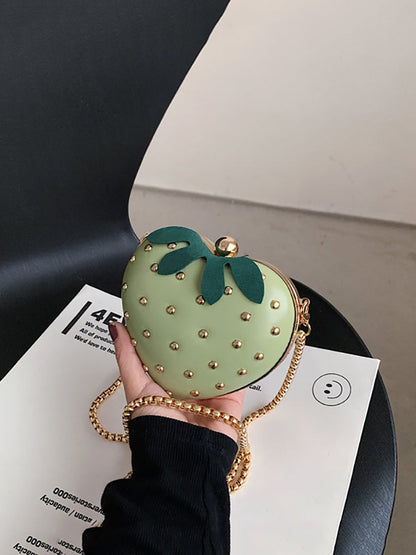 Women's Strawberry Shape Rivet Crossbody Bag