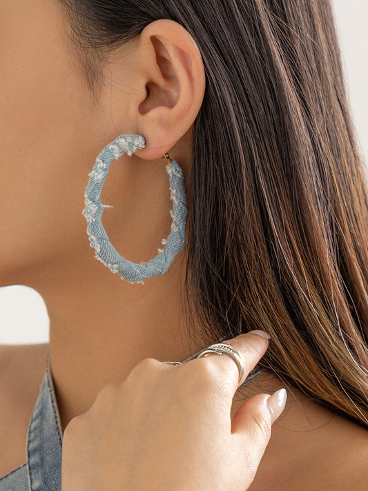 Denim Hoop Earrings