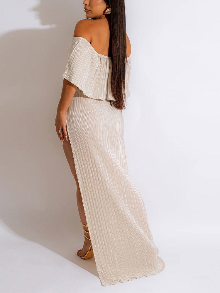 Off Shoulder Top Split Skirt