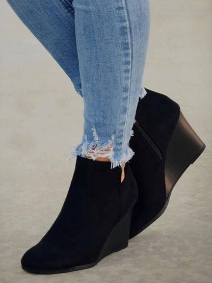 Leopard Cut Out Wedge Booties