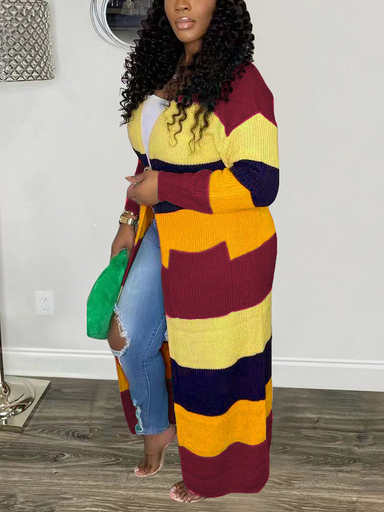 Knitted Color Block Cardigan