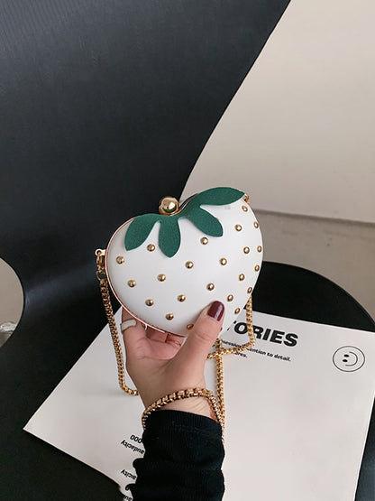 Women's Strawberry Shape Rivet Crossbody Bag