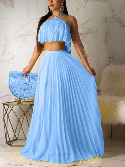 Chiffon Pleated Skirt Set