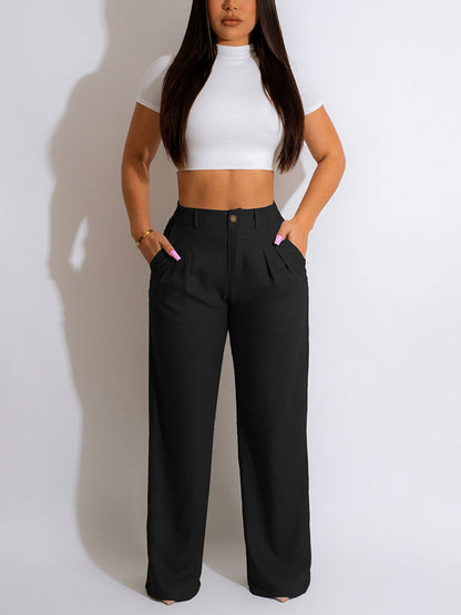 High Waist Pockets Pants