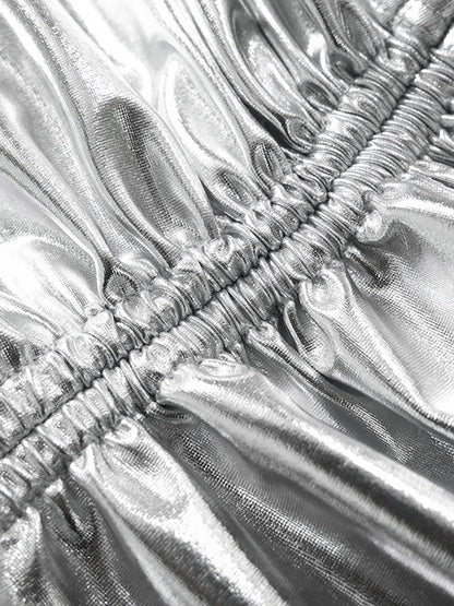 Ruched Drawstring Metallic Pants