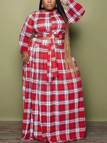 Plaid Print Skirt Set