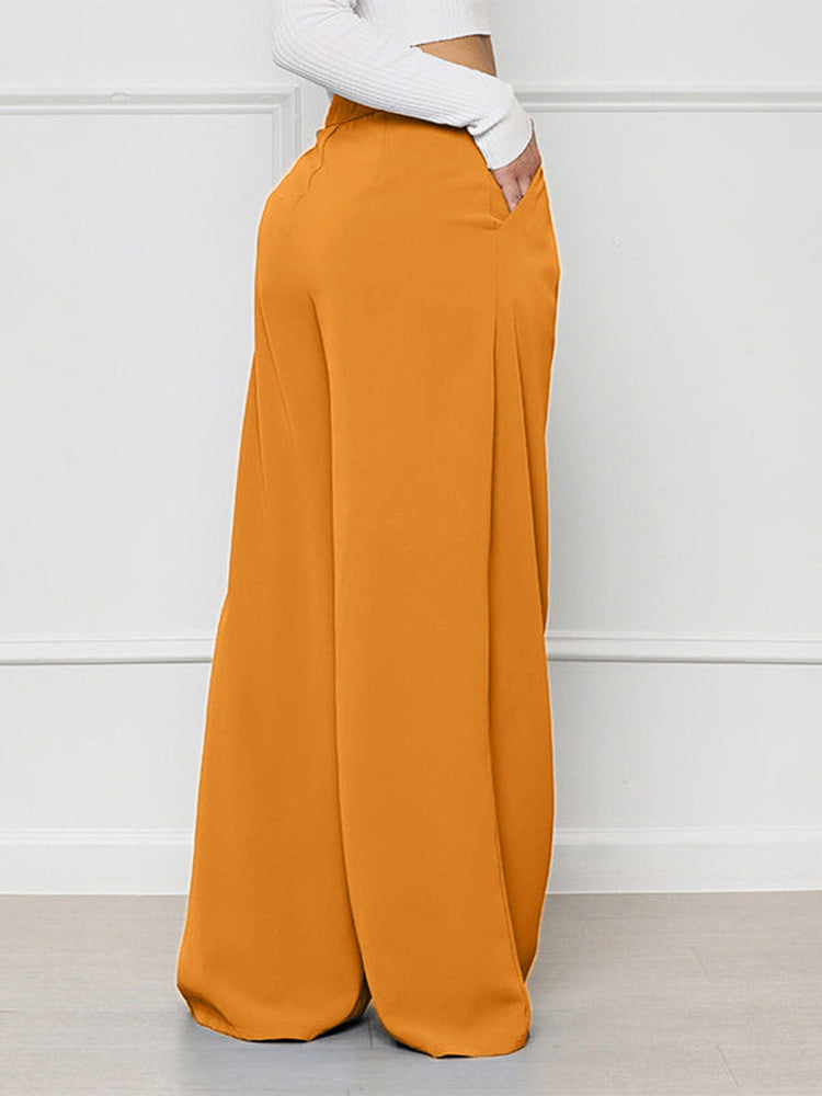 High Waist Pocket Wide Pants