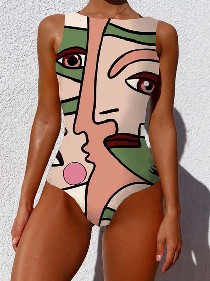Abstract Painting One Piece Swimsuit