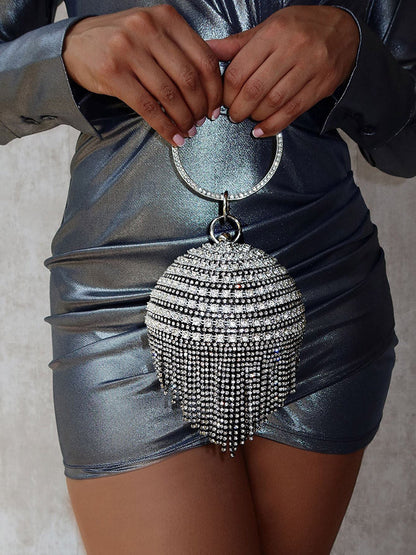 Women's Rhinestone Tassel Evening Clutch