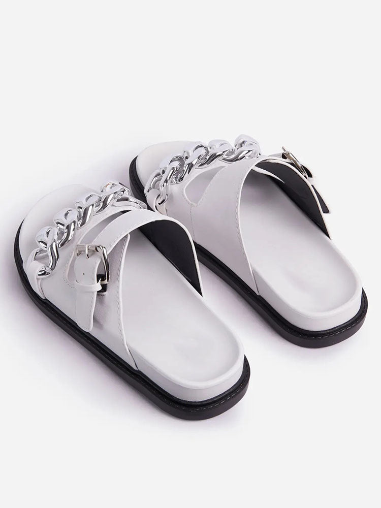 Chain Decor Double Buckles Sandals