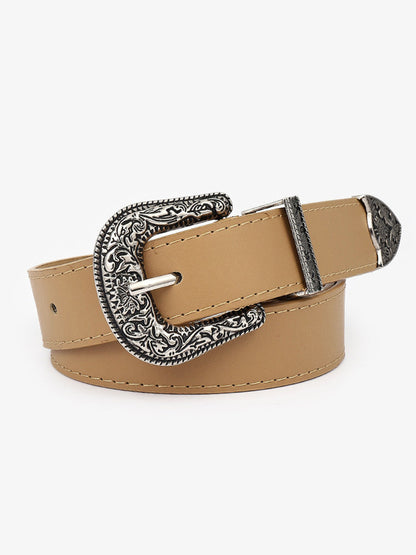 Western Vintage Carved Buckle Basic Belt