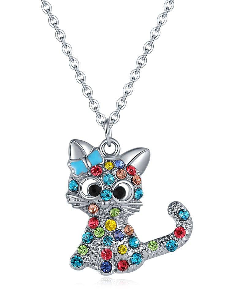 Women's Crystal Rainbow Cat Jewelry Set