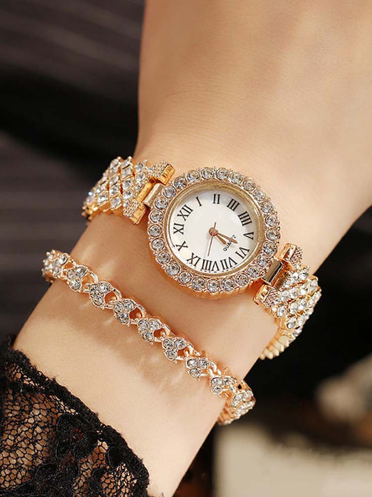 Women's Rhinestone Watches Bracelet Set