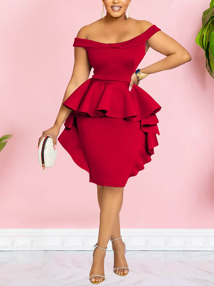 Women's Off Shoulder Ruffle Dresses