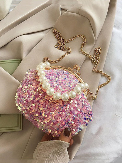 Women's Sequin Pearl Evening Mini Bag