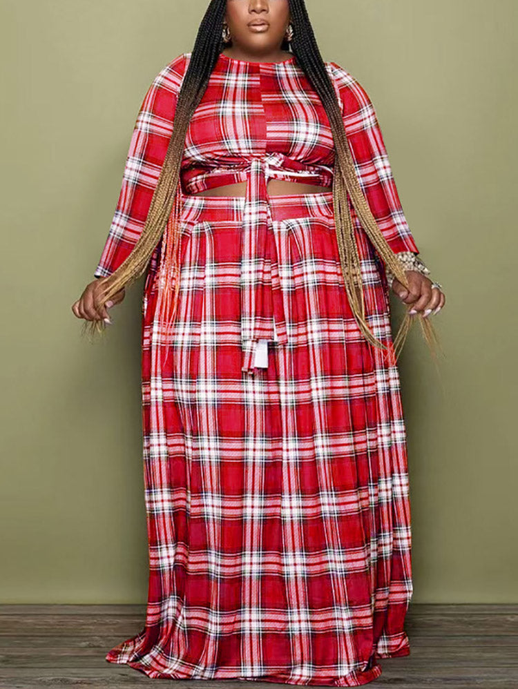 Plaid Print Skirt Set