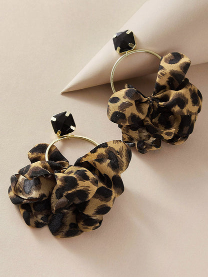 Women's Leopard Rhinestone Decor Drop Earrings