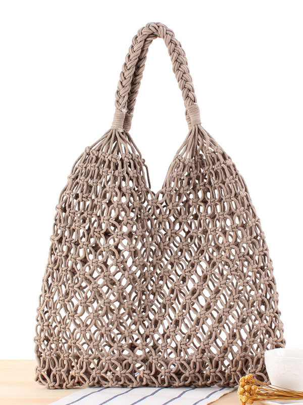 Women's Rope Weaving Hollow Tote