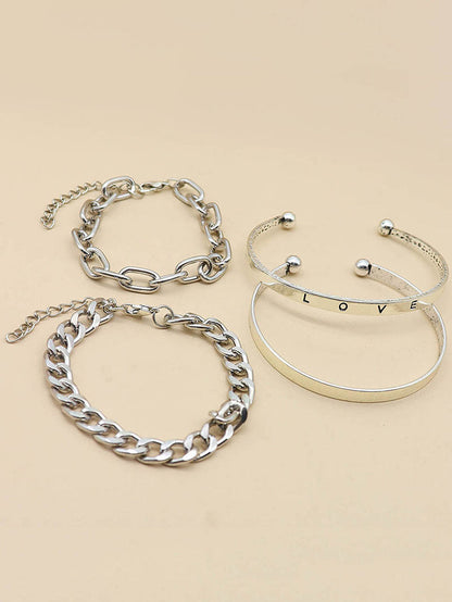 Women's Love Gold 4 Pieces Bracelet Set