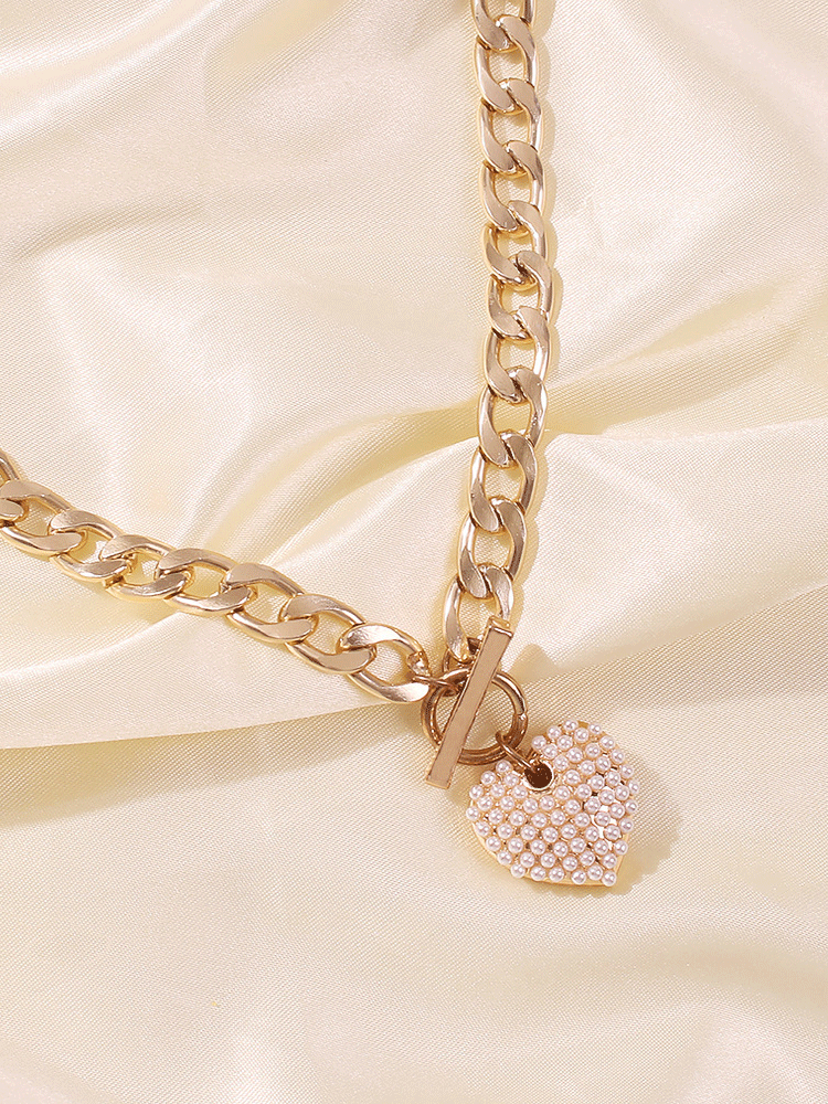 Women's Pearl Heart Chain Necklace