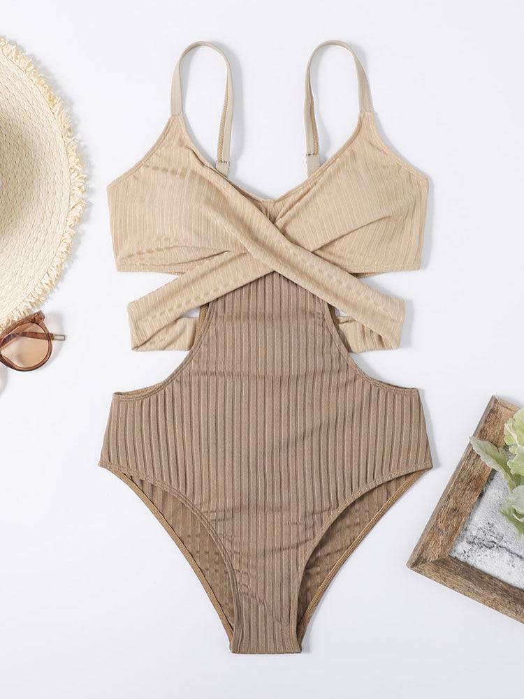 Color Block Twist One Piece Swimsuit